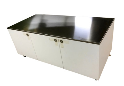 Abräumtheke mit Mülldurchwurfring rollbar